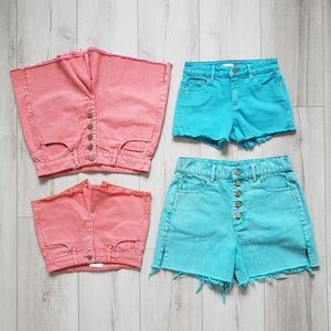 Me & Mini Me Women Girls Fall High Rise Denim Shorts Size 26/10 Red Coral NWOT